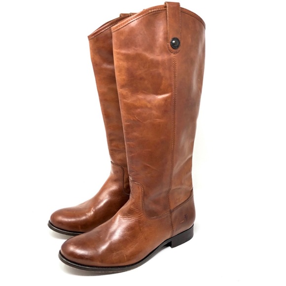 Frye Shoes - Frye Melissa Button Extended Calf Cognac Tall Boot